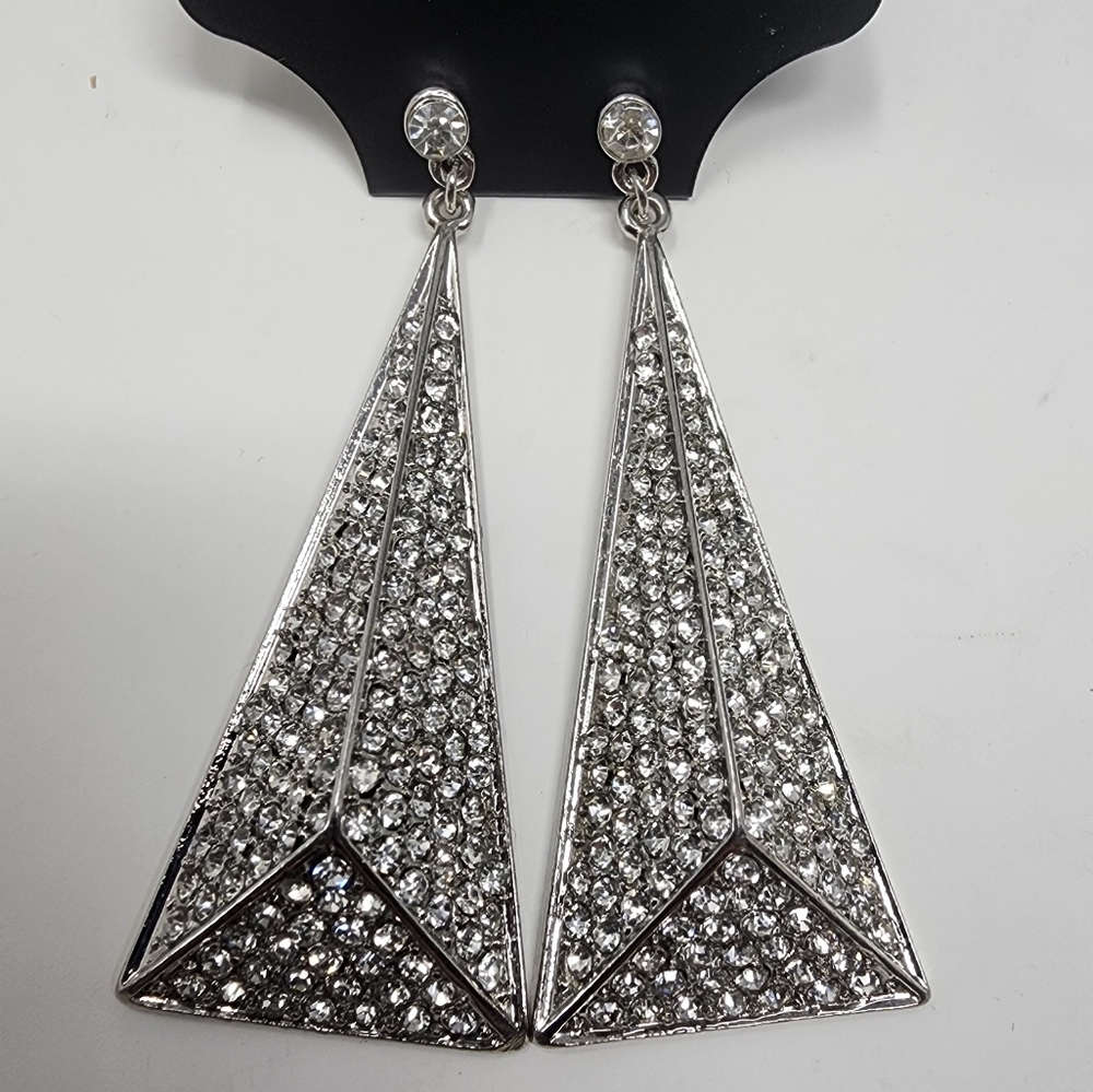 Vintage Sparkling Bridal Crystal Rhinestone Long Dangle Drop Earrings Evening